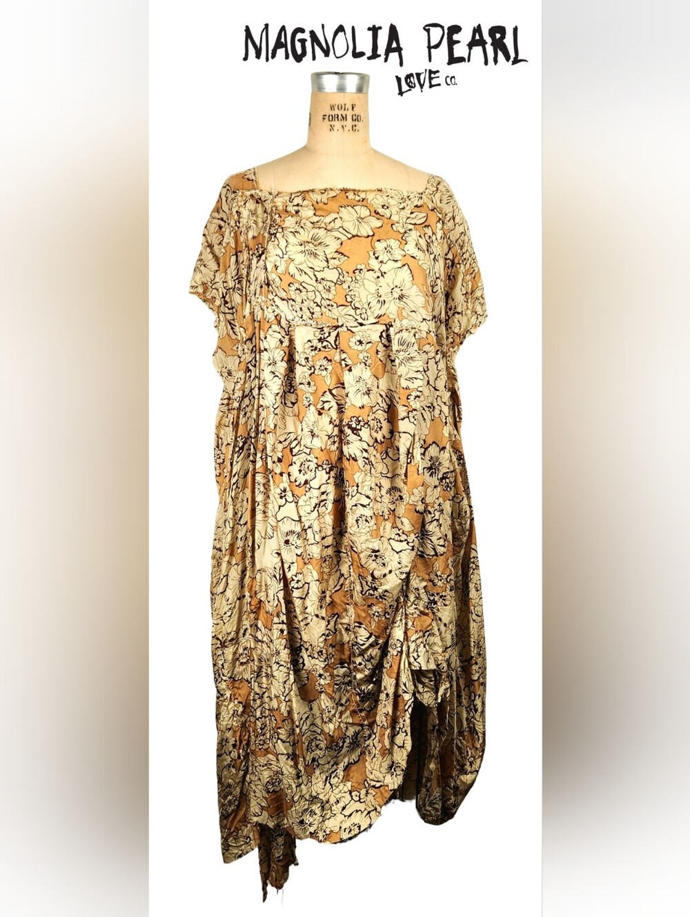 Magnolia Pearl Silk Goldenrod Floral Asymmetrical Dress